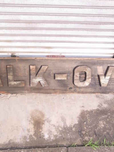 画像3: アンティーク　folkart　超大型　サイン　walkover　WALK-OVER　ホワイトバックス　ダーティーバックス　木製看板　ウォークオーバー　ビンテージ