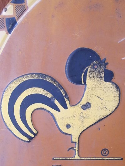画像2: 1950'S 60'S　スチールバナー　バナー　サイン　にわとり　チキン　ニワトリ　看板　FEED nutrena　ビンテージ　アンティーク