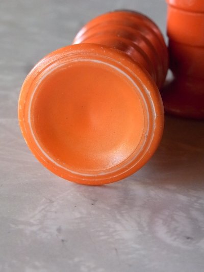 画像3: アンティーク　ミルクガラス　デコ　デザイン　artdeco　1930'S  ソルト&ペッパー　2pcs set　オレンジ　ビンテージ