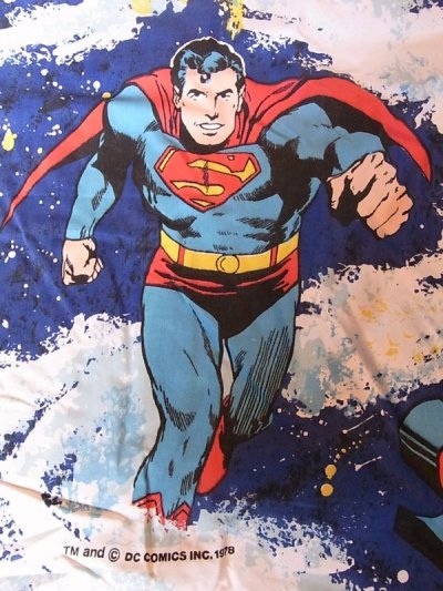 画像1: アンティーク　カーテン　ファブリック　生地　絵柄　スーパーマン　ビンテージ　その1