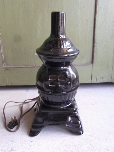 画像1: アンティーク　1灯　デスクランプ　ストーブ型　ストーブモチーフ　陶器　ビンテージ