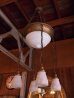 画像3: アンティーク　アールデコ　１９２０年代頃　ガス灯シェード　ドームシェード　装飾ミルクガラスシェード付　ペンダントランプ　1灯＋4灯　4連チェーン　ビンテージ (3)