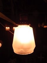アンティーク　アールデコ　シーリングペンダントライト　1灯　柄曇りガラスシェード　ビンテージ