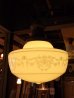 画像1: アンティーク　1920's　ペア　柄付きミルクガラスシェード　ペンダントランプ　1灯　 OLD　スクールハウスシーリング　2pcs set　ビンテージ (1)