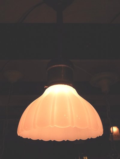 画像2: アンティーク   インダストリアル　ペンダントランプ　シーリングライト　ミルクガラスシェード　1灯　ビンテージ