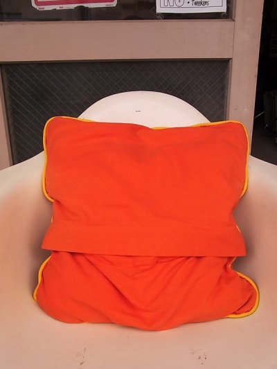 画像2: アンティーク　クッション　クッションカバー付きクッション　オレンジ　ヴィンテージ　その1