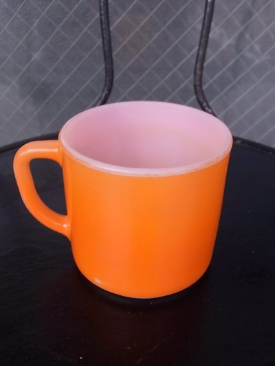 画像2: アンティーク　フェデラル　ミルクガラス　マグカップ　スタッキングマグ　オレンジ　ビンテージ