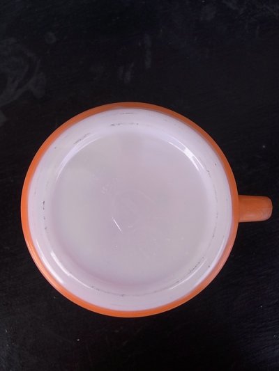 画像5: アンティーク　フェデラル　ミルクガラス　マグカップ　スタッキングマグ　オレンジ　ビンテージ