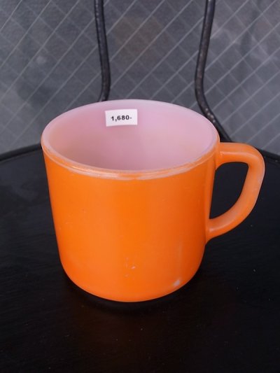 画像1: アンティーク　フェデラル　ミルクガラス　マグカップ　スタッキングマグ　オレンジ　ビンテージ