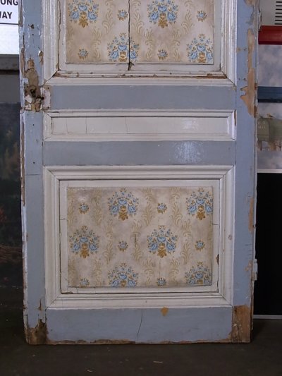 画像3: アンティーク　フランス　木製ドア　ホワイト×ライトブルー　柄付き　ビンテージ