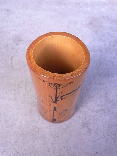 画像5: アンティーク　folkart　フラワーベース　花瓶　バンブー　植物紋様　ビンテージ