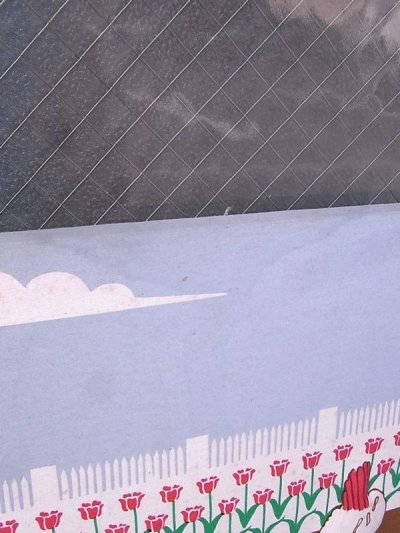 画像2: アンティーク　ファブリックパネル　marushka　壁掛け絵画　ニワトリと花と小屋　シルクスクリーン　ビンテージ