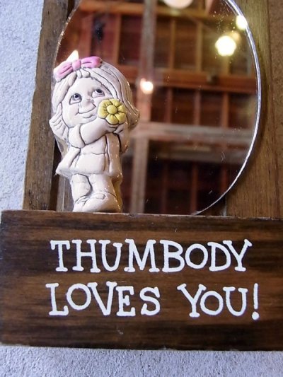 画像4: アンティーク　鏡　ミラー　木製土台　メッセージ　ドール　THUMBODY LOVES YOU!　ビンテージ