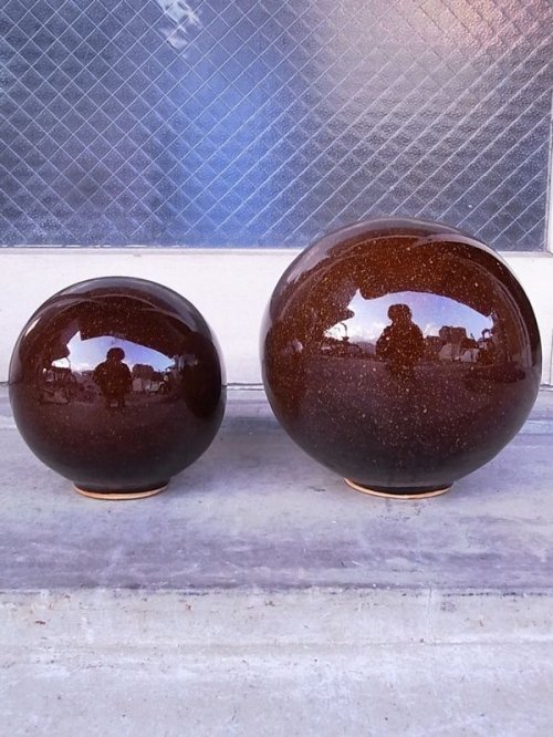 other photographs.1: アンティーク　オブジェ　陶器　陶器ボール　中型　大型　2pcs set　ビンテージ