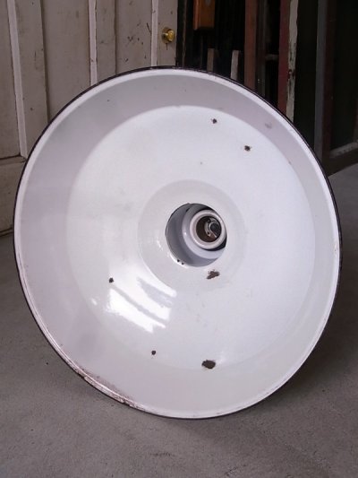 画像5: アンティーク　1920'S 30'S　factory lamp　salvage from Packard Automotive Plant　インダストリアルシーリングライト　ガスステーションランプ　ホーローメタルシェード　琺瑯　ペンダントランプ　1灯　グリーン　シャフト付　ビンテージ　その2