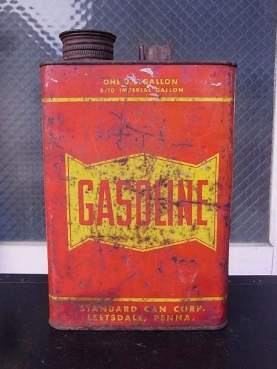 画像3: アンティーク　ティン缶　GASOLINE　ガソリン缶　オイル缶　給油ノズル付　1ガロン　ビンテージ