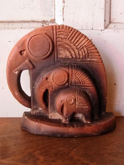 画像1: 卓上オブジェ　フォークアート　南米　陶器　エレファント　象　ゾウ　アンティーク　ビンテージ