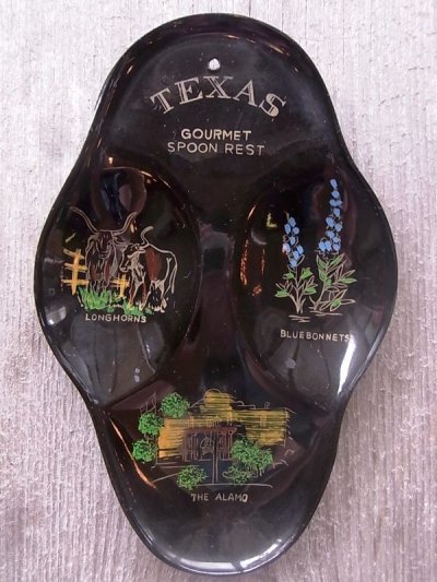 画像1: 1950'S 絵皿　小物入れ　TEXAS　spoon rest　プラスティック　ウォールオーナメント　壁掛け　アンティーク　ビンテージ