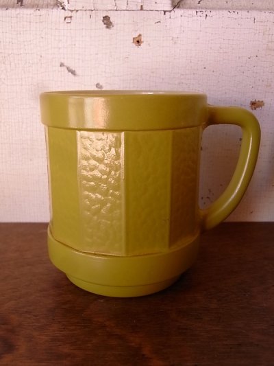 画像1: フェデラル　マグカップ　ミルクガラス　黄緑色　アンティーク　ビンテージ