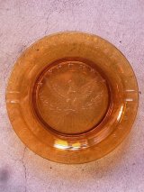 灰皿　アッシュトレイ　アンバーガラス　合衆国　国章　ハクトウワシ　アンティーク　ビンテージ