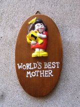 メッセージドール　人形　壁掛け　world's best mother　ウォールデコ　ウォールオーナメント　アンティーク　ビンテージ