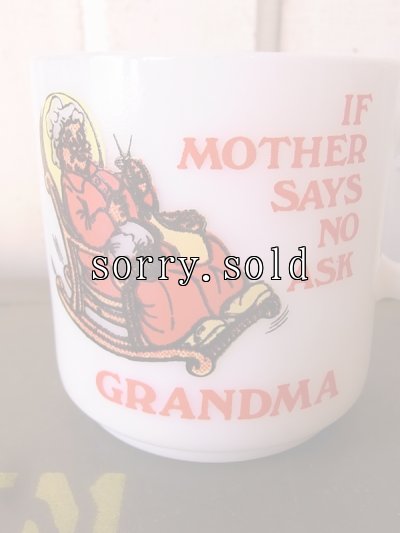 画像5: マグカップ　ミルクガラス　プリントマグ　IF MOTHER SAYS NO ASK GRANDMA　アンティーク　ビンテージ