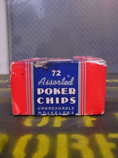 画像2: 1950’S　カジノゲームコイン　チップ　硬質厚紙　レッド　ブルー　ホワイト　POKER CHIPS　アンティーク　ビンテージ 