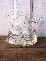 グラスバード　小鳥　クリアガラス製　卓上オブジェ　ナプキンホルダー　アンティーク　ビンテージ