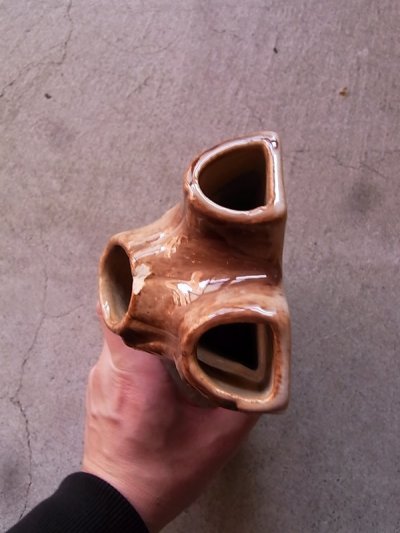 画像5: ミッドセンチュリー　花瓶　フラワーベース　ウッド風　陶器　壁掛け　アンティーク　ビンテージ