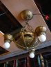 画像4: アールデコ　ペンダントランプ　3灯　シャンデリア　ベアバルブ　装飾　真鍮　アンティーク　ビンテージ (4)
