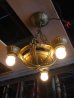 画像1: アールデコ　ペンダントランプ　3灯　シャンデリア　ベアバルブ　装飾　真鍮　アンティーク　ビンテージ (1)