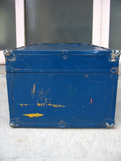 画像2: トランク　中型トランク　スーツケース　ブルー　鍵付き　店舗什器に　アンティーク　ビンテージ