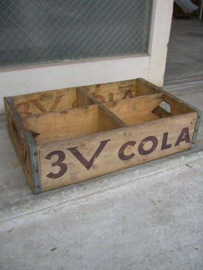 画像1: ボトルクレート　3V COLA　ボトルケース　ウッドボックス　木箱　アドバタイジング　アンティーク　ビンテージ　その2