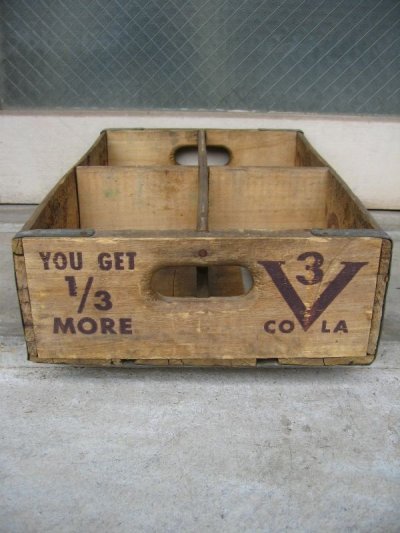 画像2: ボトルクレート　3V COLA　ボトルケース　ウッドボックス　木箱　アドバタイジング　アンティーク　ビンテージ　その2