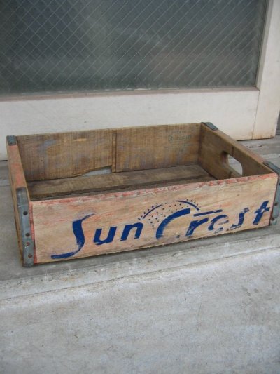 画像1: ボトルクレート　サンクレスト　Sun Crest　ボトルケース　ウッドボックス　木箱　アドバタイジング　アンティーク　ビンテージ　その2