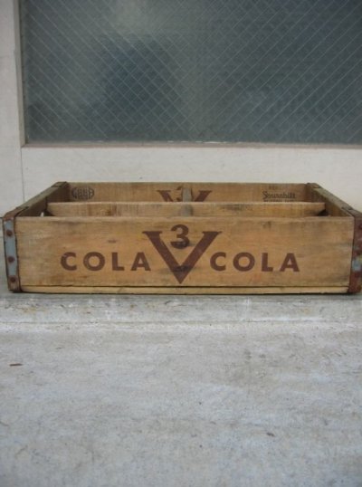 画像3: ボトルクレート　3V COLA　ボトルケース　ウッドボックス　木箱　アドバタイジング　アンティーク　ビンテージ　その1