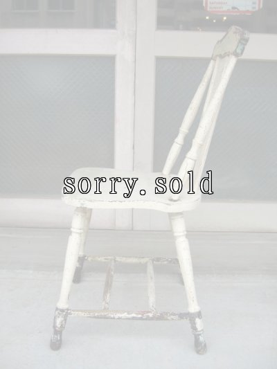 画像2: ウッドチェア　カントリー　シャビー　椅子　ホワイト×ブラック×グリーン　アンティーク　ビンテージ