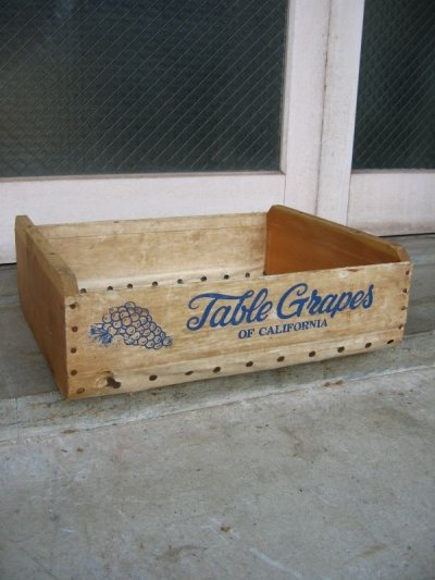 画像1: ウッドボックス　TABLE GRAPES OF CALIFORNIA　木箱　ストレージBOX　アドバタイジング　アンティーク　ビンテージ
