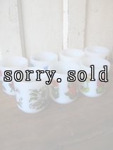 Glasbake　マグカップ　ミルクガラス　プリント　花　果物　アンティーク　ビンテージ