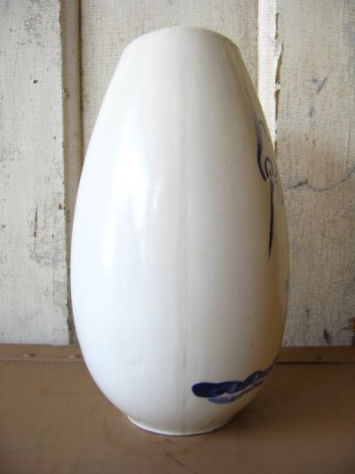 画像2: 花瓶　絵柄　サギ　鳥　フラワーベース　陶器　雪舟みたいです。　アンティーク　ビンテージ