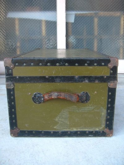 画像2: トランク　中型　スーツケース　カーキ　店舗什器に　アンティーク　ビンテージ
