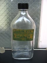 瓶　エンボス　ボトル　オリーブオイル　OLIVE OIL　クリアガラス　アンティーク　ビンテージ