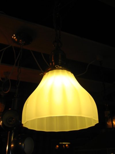 画像1: シーリングライト　1灯　へヴィーミルクガラスシェード　ペンダントライト　真鍮　装飾　アンティーク　ビンテージ