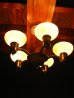 画像1: 1920’S　シーリングライト　アールデコ　5灯　ミルクガラスシェード　シャンデリア　　装飾　アイアン　アンティーク　ビンテージ (1)