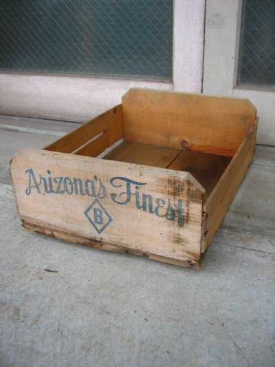 画像1: ウッドボックス　ベジタブル　ボックス　木箱　Arizona's Finest　ストレージBOX　アドバタイジング　アンティーク　ビンテージ