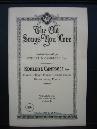 画像2: 1920’S　ピアノ　ブックレット　song book　楽譜　Kohler & Campbell　1925年　アンティーク　ビンテージ