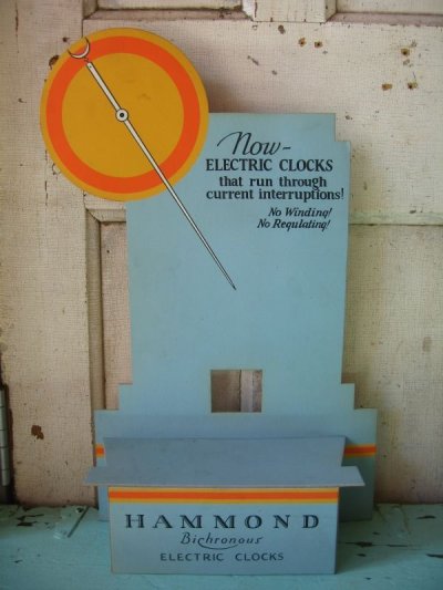 画像2: 1920'S 30'S　ディスプレー台　ELECTRIC CLOCKS　広告　時計　HAMMOND　サイン　厚紙　アンティーク　ビンテージ