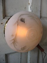 フィフティーズ　1950’S　ウォールマウントブラケットライト　フラッシュマウント　シーリングライト　1灯　装飾フロストガラスシェード　メタル　アンティーク　ビンテージ