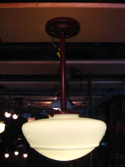 画像2: シーリングライト ミルクガラスシェード　LEVITON　1灯　スクールハウスシーリング　真鍮　アンティーク　ビンテージ