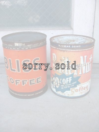 画像1: コーヒー缶　BLISS COFFEE　Butter-Nut　ティン缶　蓋付き　アドバタイジング　アンティーク　ビンテージ